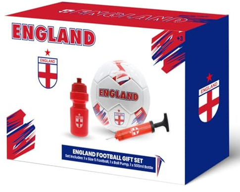 Gioco International Country Themed Football Gift Set, Includes Size 5 Team Ball, Pump and 500ml Bottle, Fan Present