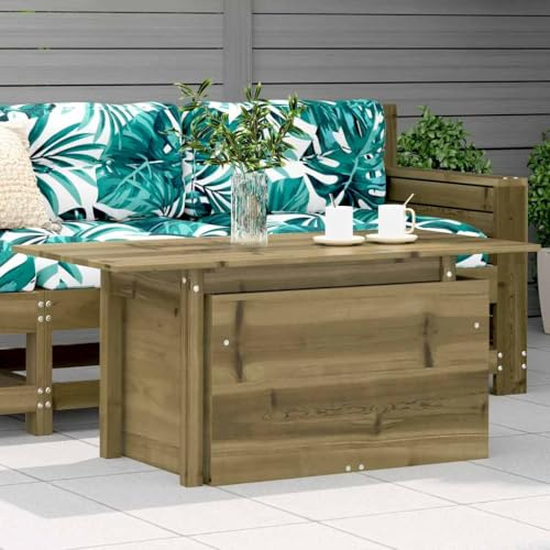IBUQDDV Gartentisch 100x50x75 cm aus imprägniertem Kiefernholz mit Verstellbarer Akazienholzplatte, Outdoor Tisch für Terrasse Garten und Hinterhof, Stabiler Esstisch und Couchtisch,