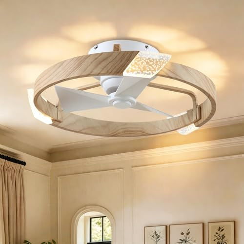 Parrot Uncle 50cm Ventilator Deckenleuchte,Umkehrbarer Ventilator, LED Deckenventilator mit Beleuchtung,3 Farbtemperatur,6 Geschwindigkeiten Zeitschaltuhr,Fernbedienung Leise Dimm für Schlafzimmer