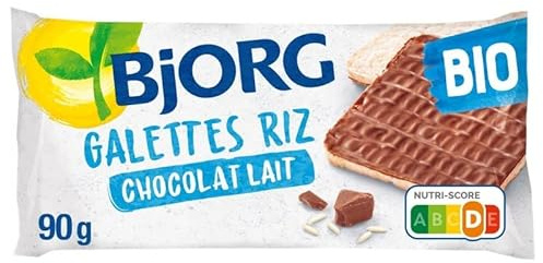 BJORG - Fines Galettes De Riz Chocolat Au Lait Bio Sans Gluten 90G - Lot De 3