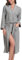 Vlazom Waffle Dressing Gowns Unisex Kimono Robe Cotton Lightweight Bathrobe for All Seasons Spa Hotel Sleepwear, Grey, L