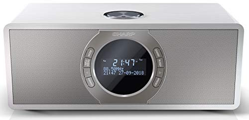 SHARP DR-S460(WH) 30W DAB+ and FM Stereo Digital Radio with Bluetooth, LED Display, Aux-In and Alarm Clock – White