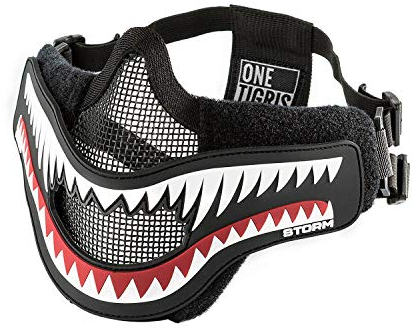 OneTigris X Storm Airsoft Mask mit Entfernbarem Hai-Kiefer Morale Patch für Softair Paintball CS