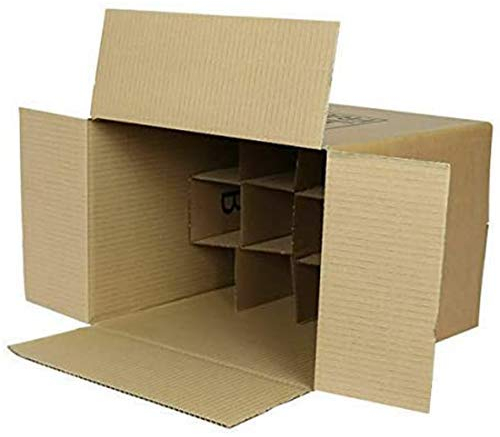 We Can Source It Ltd - 1 x 12 Bottle Cardboard Wine Boxes with Built-in Dividers – Flat-Pack Bottle Carriers for Transport, Storage, Events & Gifting Use