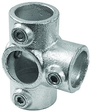 GIUNTO IDRAULICO STILE INDUSTRIALE A 5 VIE PER TUBO TONDO DIAMETRO 28-35 mm PER AGGANCIO A 'T' PER LA CREAZIONE DI STRUTTURE IN FERRO (35 mm)
