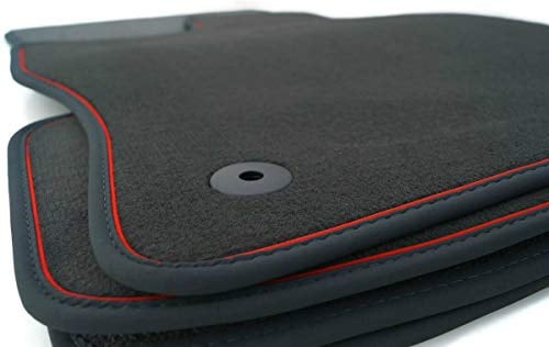 kh Teile Fußmatten passend für T-ROC Velours Premium Qualität Automatten 4-teilig anthrazit Zierband rot