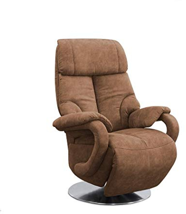 CAVADORE TV-Sessel Istanbul / Fernsehsessel mit manuell verstellbarer Relaxfunktion / 80 x 115 x 79 / Lederoptik: Cognac