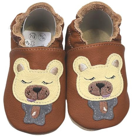 HOBEA-Germany Krabbelschuhe für Jungs und Mädchen in verschiedenen Designs (26/27 EU, Bär braun)