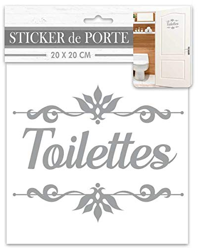 Les Trésors De Lily [R2094 – Adesivo porta WC, 20 x 20 cm, colore: Grigio
