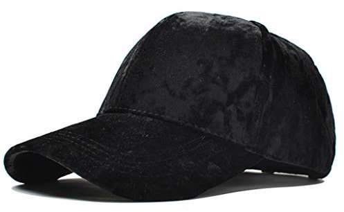 niumanery Women Men Winter Faux Velvet Baseball Cap Shiny Solid Color Hip Hop Snapback Hat Black