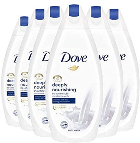 Dove Deeply Nourishing Bodywash Soft Smooth Skin Moisturiser - Pack of 6 x 450 ML