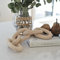 White Oak Village Wood Chain Link Decor - Hand Carved Decorative Wood Chain, 5 Link Chain Decor, Natural Rustic Decor, Coffee Table Decor, Farmhouse Decor, Shelf Decor (Natural, Paulownia)