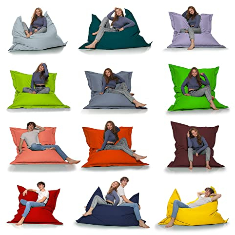 HomeIdeal - Sitzsack 2-in-1 Funktionen Riesensitzsack für Erwachsene & Kinder - Gaming & Entspannen - Indoor & Outdoor da er Wasserfest ist - mit EPS Perlen, Farbe:Rot, Größe:100x145 cm