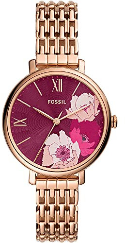Fossil Montre Jacqueline Trois Aiguilles, Date, Acier Inoxydable Ton Or Rose, ES5078 - Femme