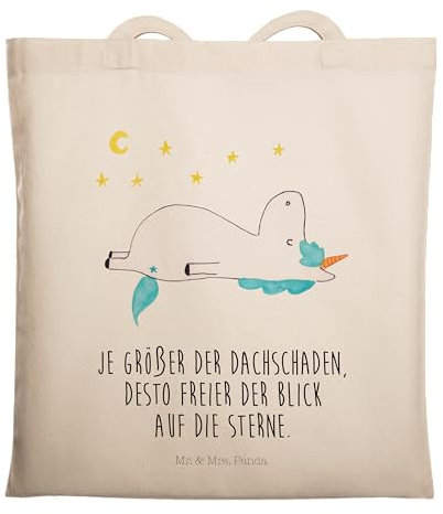 Mr. & Mrs. Panda Strandtasche Einhorn Sternenhimmel - Geschenk, Unicorn, Tasche, Einhörner, Shopping, Sterne, Schultasche, Beutel, Verrückt, Laptoptasche
