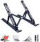 ULTRICS Laptop Stand for Desk, Adjustable Laptop Stand, Portable Aluminium Laptop Riser for Desk with Carry Bag, Macbook Stand, Folding Laptop Holder for 10-15.6” Laptops, Tablet - Black
