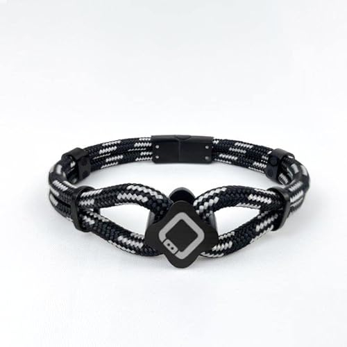 Trion:Z ICON Loop Stilvolles Armband für Damen und Herren mit 6 x 1000 Gauss Magnetarmband (schwarz/silber, mittel)