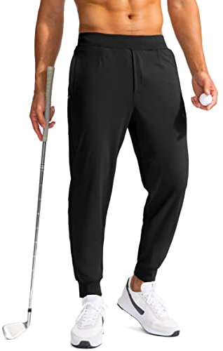 G Gradual Herren-Golf-Jogginghose mit Reißverschlusstaschen, Stretch-Sweathose, schmale Passform, Trainingshose für Herren, Arbeit, Laufen, Schwarz, Groß