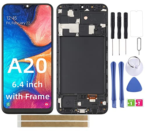 bstdianzi Für Samsung A20 a205u LCD-Bildschirm Ersatz für Samsung Galaxy A20 Bildschirm Ersatz LCD Display A205U A205W Touch Digitizer Montage mit Rahmen mit Werkzeug 6,4 Zoll