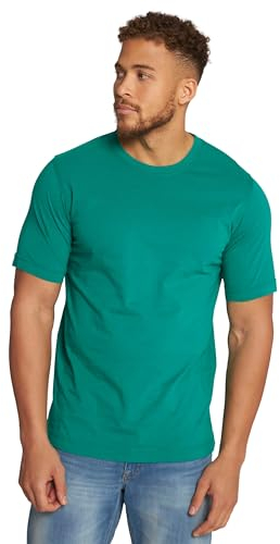 JP 1880 Men's Large Sizes Plus Sizes Menswear L-8XL T-Shirts, Basic, Pack of 2, Round Neck, up to 8XL 702637, Bottle Green, 5XL