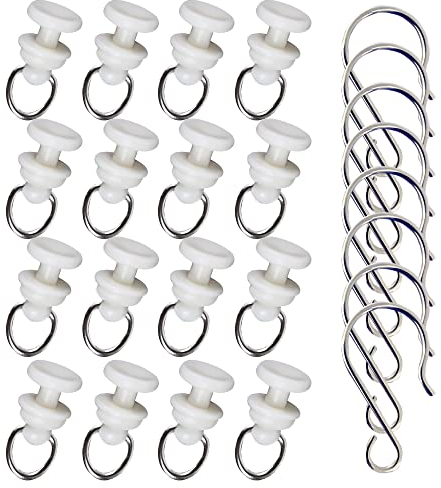 Trsnzul Gardinenhaken Gleiter 35 Gardinenröllchen 35 Metall Vorhang Haken Gardinenröllchen für Schiene Gardinenhaken für Schienen Duschvorhang Schiene Gardinengleiter Schienen Gleithaken