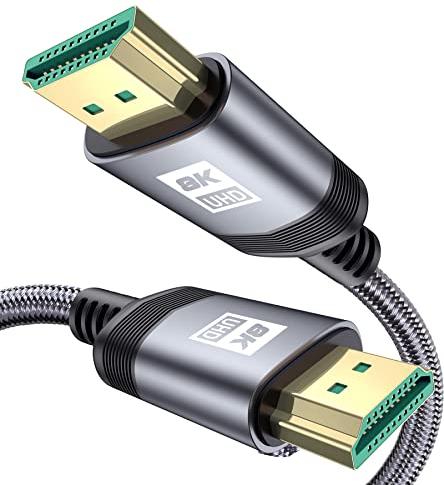 MAXGROUP Câble HDMI 1M, Câble 2.1 HDMI [8K@60Hz，4K@120Hz，48 Gbps] Ultra High Speed HDMI Cable Tressé Supporte 3D/ Retour Audio Compatible avec Roku,Projecteur,Blu-Ray,PS5,Xbox/Fire TV