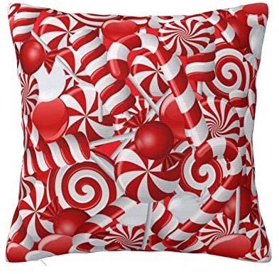 TEMKIN Candy Canes Stilvoller doppelseitiger Plüsch-Kissenbezug für Sofas, Schlafzimmer, Autokissen und Polster