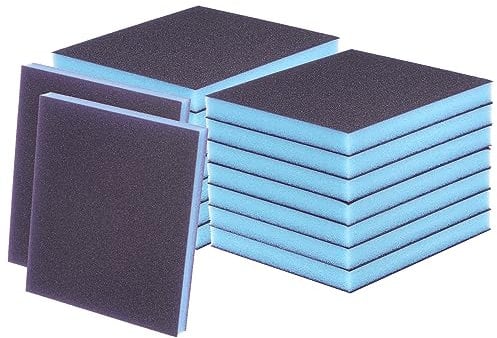 sourcing map 16pcs Fine Sanding Sponge Blocks 400-500 Grit Foam Sanding Block Pad for Polishing Kitchen Metal Wood Drywall, 120x100x12mm, Purple