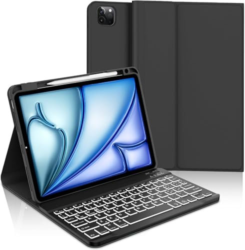 WAVATA Tastiera per iPad Air 11 (M2/M3, 2024/2025) con Retroilluminata, Custodia Tastiera per iPad Air 5/ Air 4, iPad Pro 11 4/3/2/1 Generazione Italiano QWERTY Layout Bluetooth Staccabile, Nero