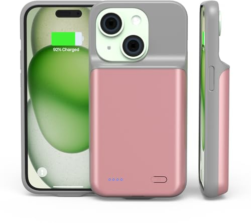 HUAENG iPhone 15 Plus Battery Case, 6800mAh Slim Portable Charger, Pink