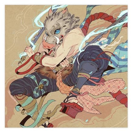 FrySky Inosuke Demon Slayer Kimetsu No Yaiba Poster Leinwand Poster Wandkunst Dekor Druck Bild Gemälde für Wohnzimmer Schlafzimmer Dekoration ungerahmt 30 x 30 cm