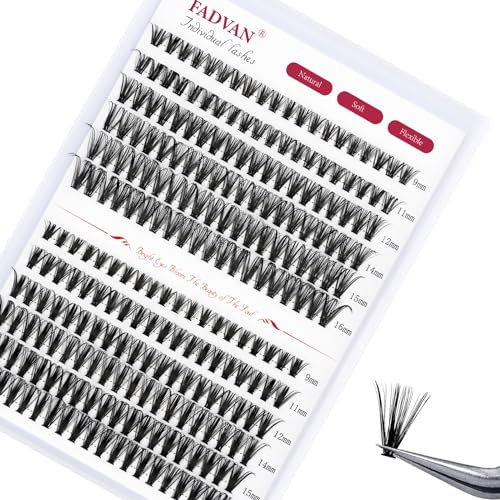 FADVAN Extension de Cils en Grappe Cluster 40P+50P 0.07D Curl Mélange 9-16mm Faux Cils Extension de Cils Professionnel Naturel Cluster Cils Volume Russe Individual(40D+50D-0.07D, Mix 9-16mm)