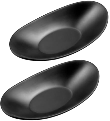 Zfseyuh 2 Pièces Plateau Bijoux Vide Poche Entree Plateaux Ovale Noir Bol à Clés de Table D'entrée Réutilisable pour Bibelot Des Bijoux Des 21.5 * 11.5cm