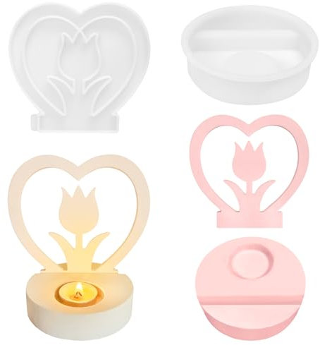 MONCAP Tulpe Kerzenhalter Silikonform Tulpe Gießform Silikon Muttertag Kerzenhalter Silikonform Blumen Silikonformen Gießformen für Kerzenhalter Kerzen Seifen Gips Muttertag Geschenk