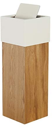 SOSCU Müll-Recycling-Behälter, quadratischer Holz-Mülleimer, moderner Mode-Mülleimer mit Schwingdeckel, Holz-Papierkorb, Recycling-Behälter für Büro, Wohnzimmer, Schlafzimmer, Küche, Mülleimer