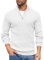 COOFANDY Herren Rollkragenpullover Zip Pullover Strickpullover Langarm Warm Winterpullover Rollkragenpulli Solid Arbeitspulli Thermo Pullover Männer Pullover Weiss M