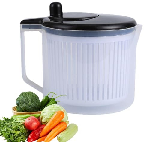 Fruit Washer Spinner Bowl, Fruit Cleaner Spinner - Fruchttrockner Spinner Lebensmittelqualität Gemüsereiniger mit Griff - Abwasserkorb, Küchenhelfer, Obstwaschschale mit Sieb für frischen frischen