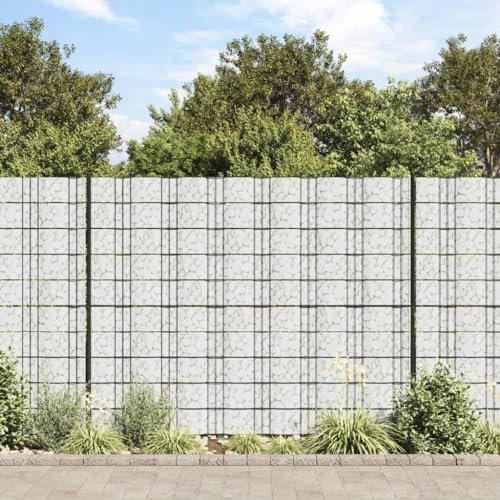LXYZWRW Clôture et barrières de jardin - 2 panneaux de clôture en PVC - Aspect marbre et gravier - Gris - 35 x 0,19 m