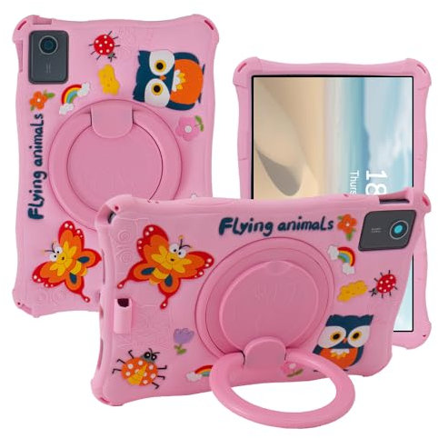 AKNICI Silicona Funda para Lenovo Tab M11 Tablet TB-330FU 2024 11 Pulgadas/Lenovo Xiaoxin Pad TB-331FC, Funda con 360° Soporte Giratorio/Portalápices/Mango, Rosa