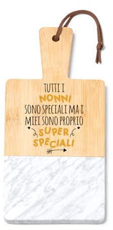 I miei Nonni sono Super Speciali Tagliere in marmo e bamboo naturale Personalizzato Idea Regalo Originale Festa Nonni Compleanno Natale Anniversario Accessori Cucina Multiuso 30x15x1,2cm