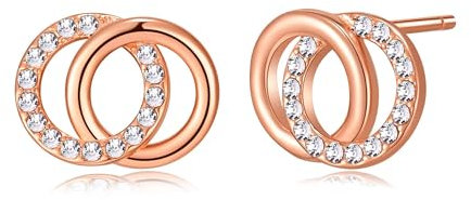 Philip Jones Rose Gold Plated Circle Link Earrings Created with Zircondia® Crystals