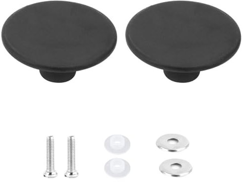 2pcs Universal Pot Lid Top Replacement Knob, Heat Resistant Pan Lid Holding Handles Knob Grips, with Silicone Ring and Screw Non-Slip Knob for Kitchen Cookware Lid Cover, Black