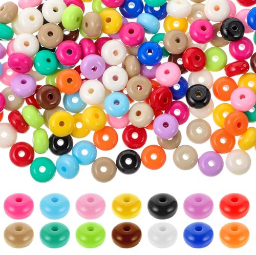 150 PCS Silicone Beads Silicone Spacer Beads 8mm 14 Colos Abacus Beads Lentil Beads for Pens Abacus Silicone Beads Colorful DIY Lanyard Beads for Making Necklace Bracelet Keychain Accessories