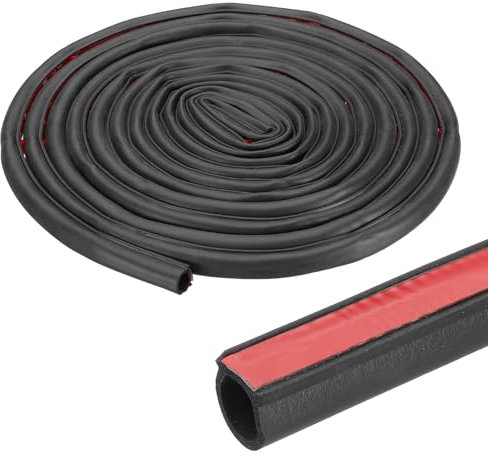 PATIKIL 18 ft D Shape Rubber Seal Strip, 9/16 Self-Adhesive EPDM Rubber Door Weather Stripping for Boat, RV, Auto, Truck, Marine, Garage Doors/Window, Black/Red
