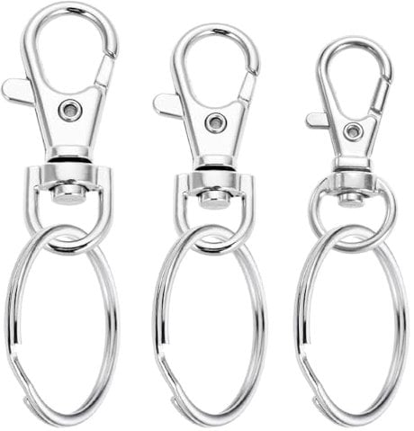JIADEXIN 12 Sets Lobster Clasps with Key Rings - 3 Sizes Silver Metal Buckles Swivel Keychain Key Chain Clip Hooks Swivel Lobster Claw Clasps for Hanging Keys Crafts Jewellery Making (S+M+L)