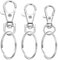 JIADEXIN 12 Sets Lobster Clasps with Key Rings - 3 Sizes Silver Metal Buckles Swivel Keychain Key Chain Clip Hooks Swivel Lobster Claw Clasps for Hanging Keys Crafts Jewellery Making (S+M+L)