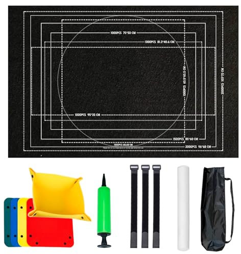 Jomdjmskes Tappeto Puzzle, Tappetino Puzzle Feltro, Portatile Roll Mat Antiscivolo Tappetino Puzzle Arrotolabile, Accessorio per Riporre Puzzle con Pompa Gonfiabile, Tappeto Feltro Fino a 1500 Pezzi
