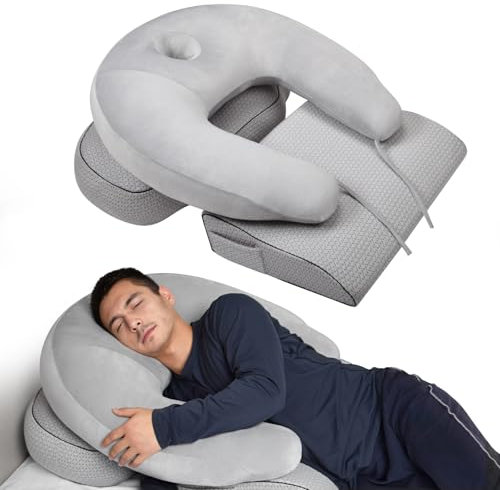 pozico 3-in-1 Keilkissen-Set – Ergonomisches Lagerungskissen für Rücken, Knie & Bauch – U-Kissen mit Gesichtsausschnitt – Für Seiten- & Bauchschläfer – Abnehmbarer, Waschbarer Bezug