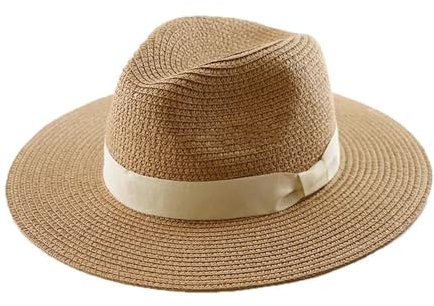 WJLYDM Chapeau de paille à grande tête avec tissage en paille pliable, taille 60-64 cm, protection solaire, unisex, Khaki B