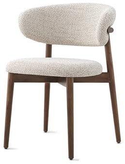 Silla de comedor de nogal, silla de comedor moderna de madera maciza, sillón, tapizado en tela, diseño ergonómico, respaldo curvo, adecuada para cocina, sala de estar, oficina Walnut